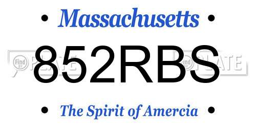 852RBS Massachusetts License Plate