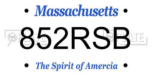 852RSB Massachusetts License Plate