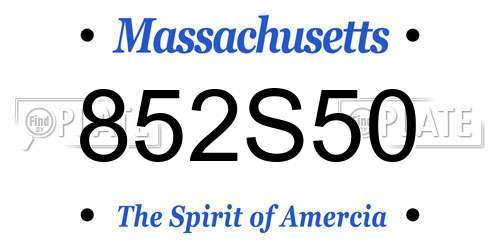 852S50 Massachusetts License Plate