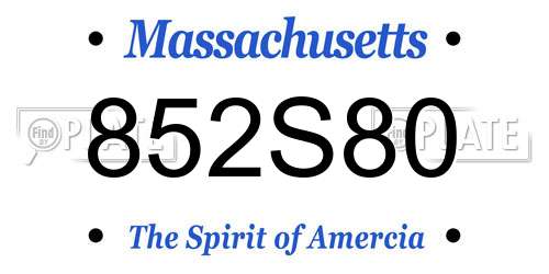852S80 Massachusetts License Plate