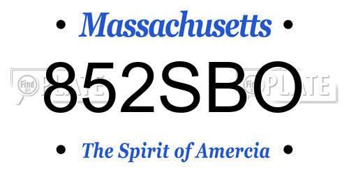 852SBO Massachusetts License Plate