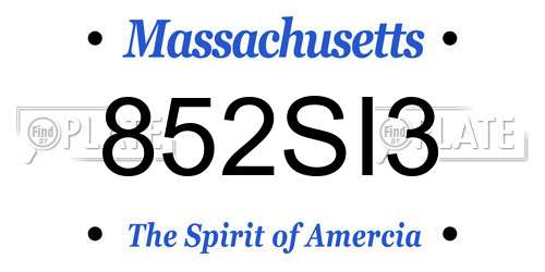 852SI3 Massachusetts License Plate