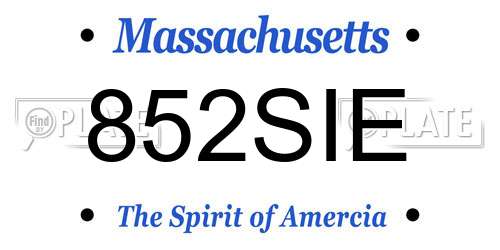 852SIE Massachusetts License Plate