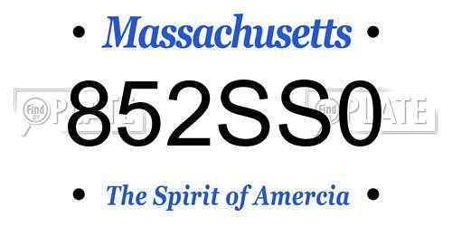852SS0 Massachusetts License Plate