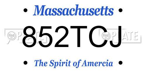 852TCJ Massachusetts License Plate