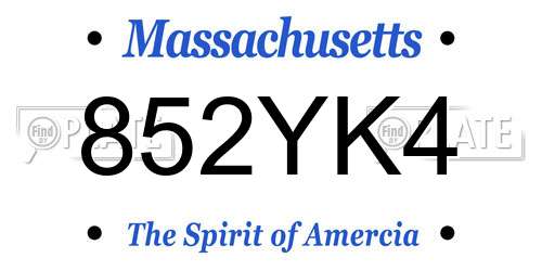 852YK4 Massachusetts License Plate