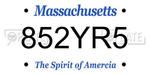 852YR5 Massachusetts License Plate