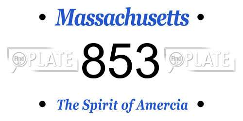 853 Massachusetts License Plate