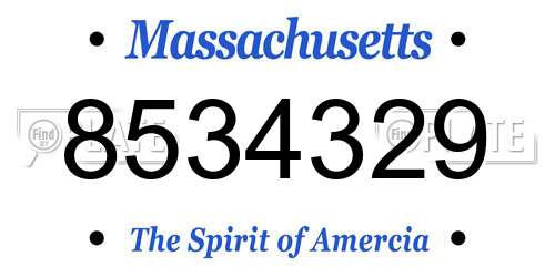 8534329 Massachusetts License Plate