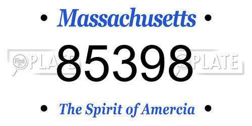 85398 Massachusetts License Plate