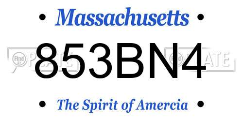 853BN4 Massachusetts License Plate
