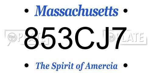 853CJ7 Massachusetts License Plate