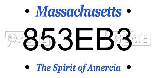 853EB3 Massachusetts License Plate