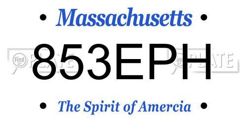 853EPH Massachusetts License Plate