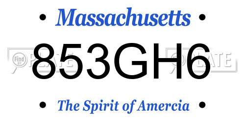 853GH6 Massachusetts License Plate