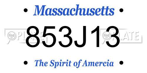 853J13 Massachusetts License Plate