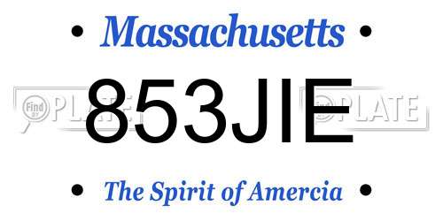 853JIE Massachusetts License Plate