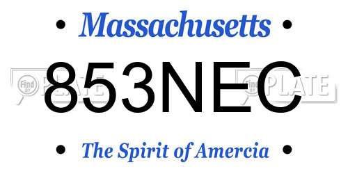 853NEC Massachusetts License Plate