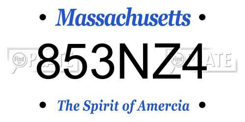 853NZ4 Massachusetts License Plate