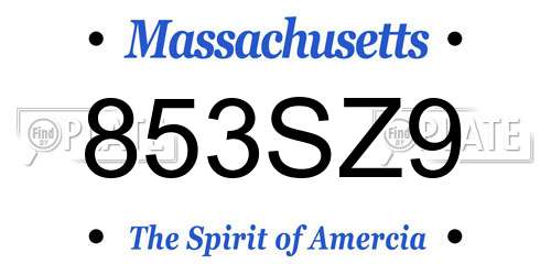 853SZ9 Massachusetts License Plate