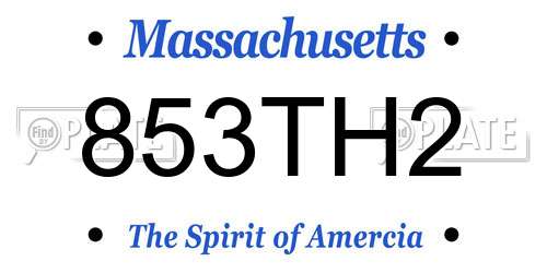 853TH2 Massachusetts License Plate