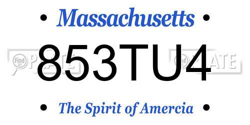 853TU4 Massachusetts License Plate