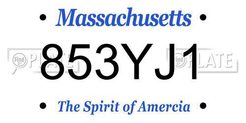 853YJ1 Massachusetts License Plate