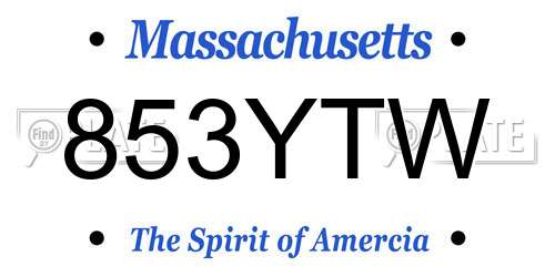 853YTW Massachusetts License Plate