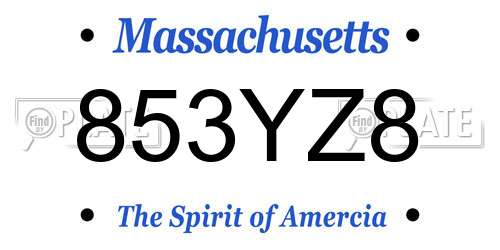 853YZ8 Massachusetts License Plate