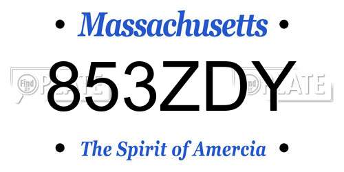 853ZDY Massachusetts License Plate