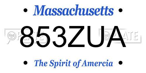 853ZUA Massachusetts License Plate