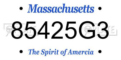 85425G3 Massachusetts License Plate