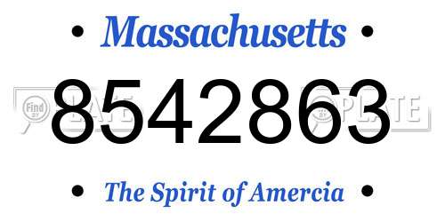 8542863 Massachusetts License Plate