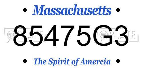 85475G3 Massachusetts License Plate