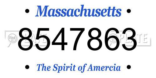 8547863 Massachusetts License Plate