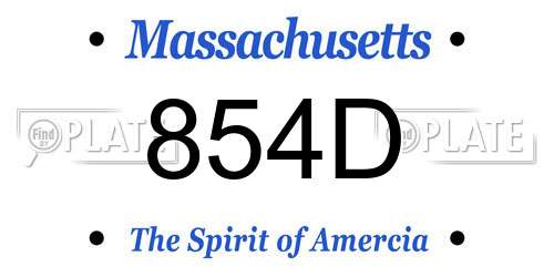 854D Massachusetts License Plate