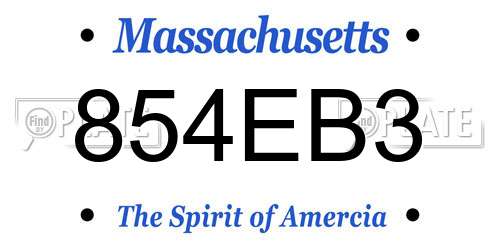 854EB3 Massachusetts License Plate