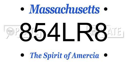 854LR8 Massachusetts License Plate