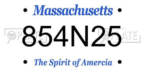 854N25 Massachusetts License Plate