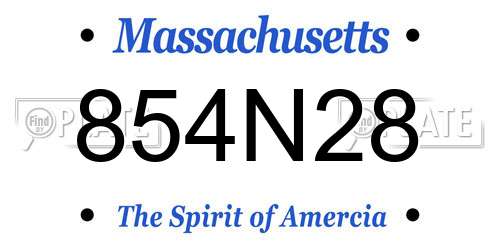 854N28 Massachusetts License Plate