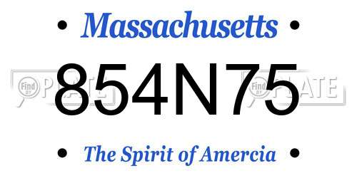 854N75 Massachusetts License Plate