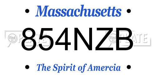 854NZB Massachusetts License Plate