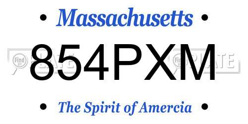 854PXM Massachusetts License Plate