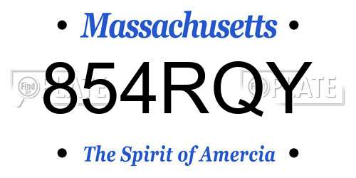 854RQY Massachusetts License Plate