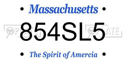 854SL5 Massachusetts License Plate