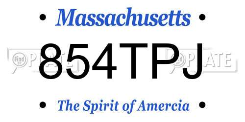 854TPJ Massachusetts License Plate