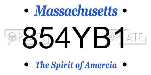 854YB1 Massachusetts License Plate
