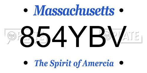 854YBV Massachusetts License Plate