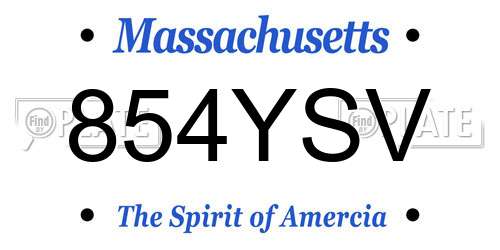 854YSV Massachusetts License Plate