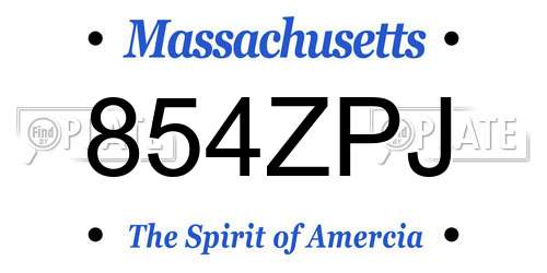 854ZPJ Massachusetts License Plate